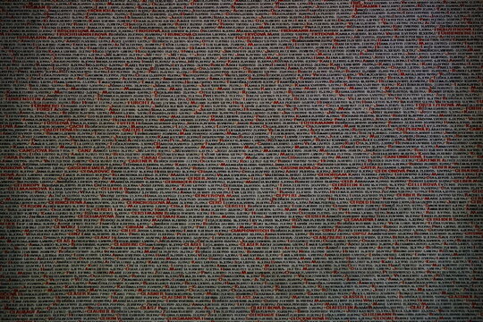 Names of people killed during the second world war inside a Synagogue in Prague, Czech Republic