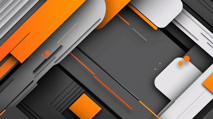 Abstract Geometric Design: Orange, Gray, and White Overlapping Shapes