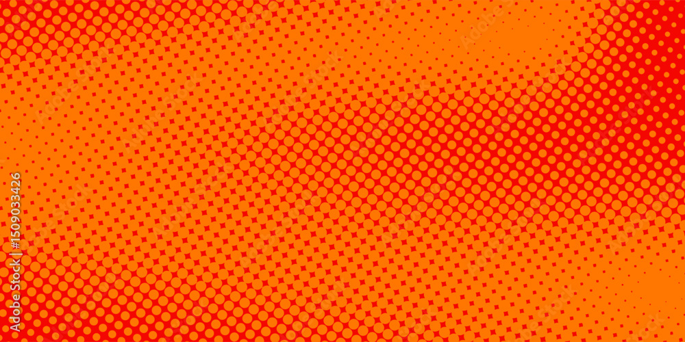 Poster dots halftone orange color pattern gradient texture with technology digital background. dots pop art