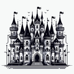 Fototapeta premium Graphic design of a castle with details