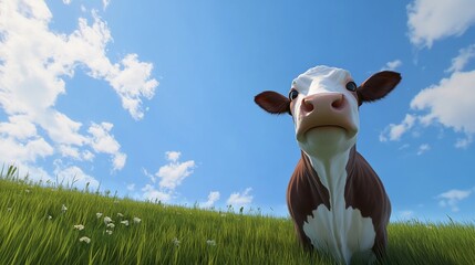 Curious Cow in a Sunny Meadow
