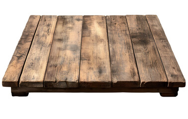 Wooden table top, isolated on transparent background png file.