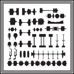 Dumbbells and Barbells Vector Silhouette Set – Gym Weights Collection for Fitness and Workout Designs