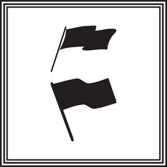Black Flag Icon Vector Set – Minimalist Waving Flag Silhouettes for Design and Branding