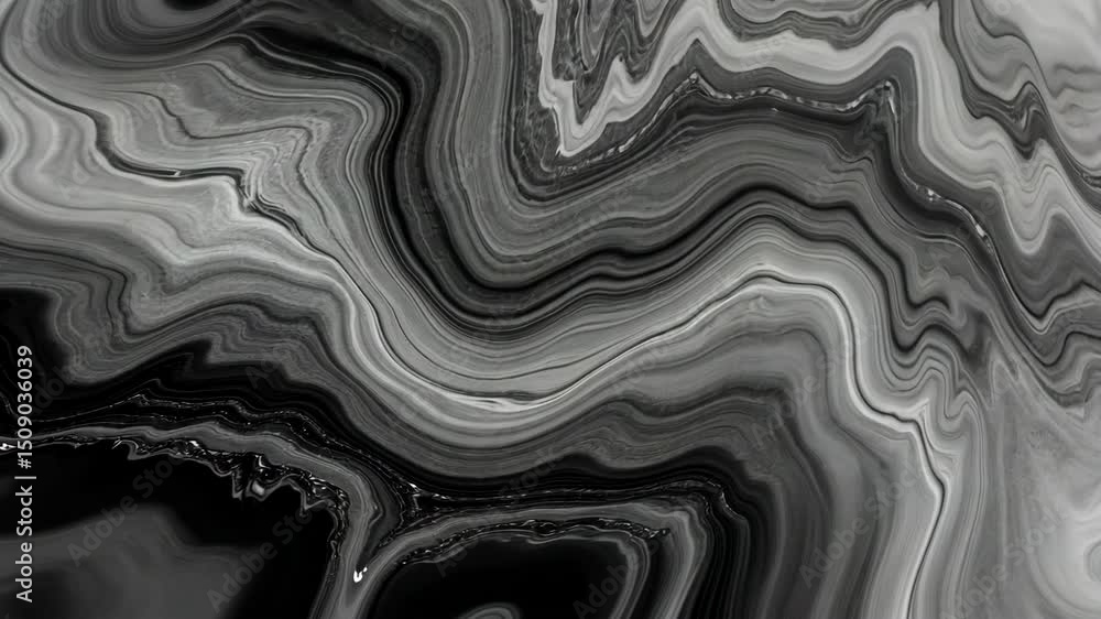 Poster black and white marble pattern with fluid abstract waves and swirls in elegant design