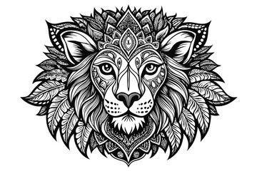 Obraz premium Lion head vector mascot illustration, a powerful symbol of wild predators and nature's art