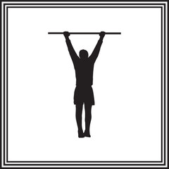 Pull Up Exercise Silhouette Icon - Upper Body Workout Vector Graphic for Fitness, Training, and Gym Use.