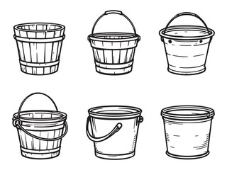 Bucket Simple Line Art