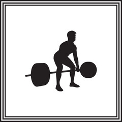 Deadlift Silhouette Icon – Strength Training Pose with Barbell, Fitness Vector for Gym Workout Designs