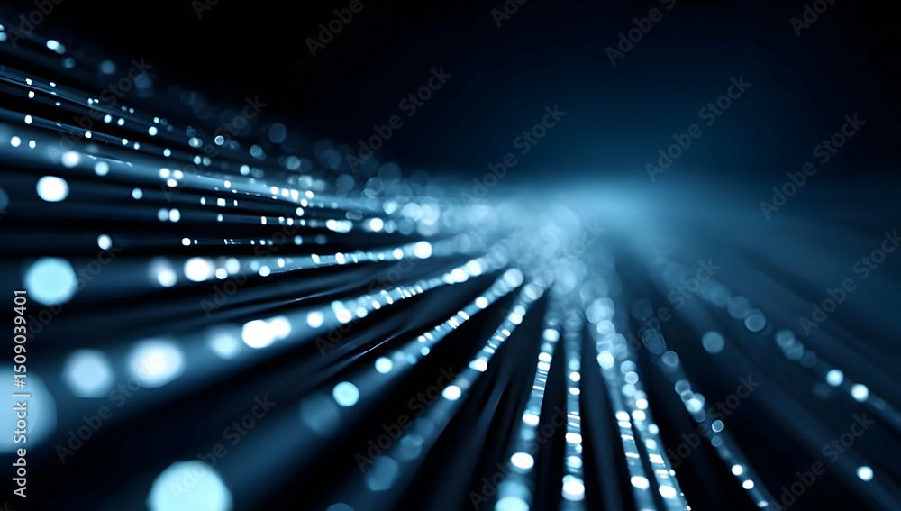 Canvas Prints an abstract representation of digital data flow, featuring streaks of light in blue tones, conveying