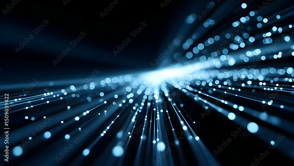 Poster abstract representation of light beams and particles, creating a dynamic visual effect. ideal for il