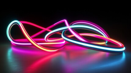 Abstract Neon Lights: A Symphony of Glowing Curves