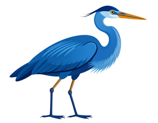 Obraz premium Stylized Vector Illustration of a Great Blue Heron Standing Solitary, isolated on a transparent background