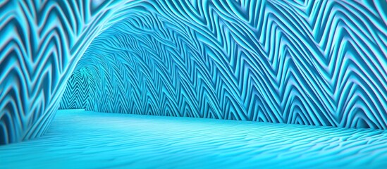 Abstract blue zig-zag tunnel; digital art background