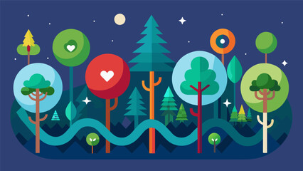 A forest of infinite possibilities where each tree holds the potential for endless interpretations and analyses.. Vector illustration