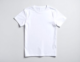 Plain white crew neck t-shirt, flat lay