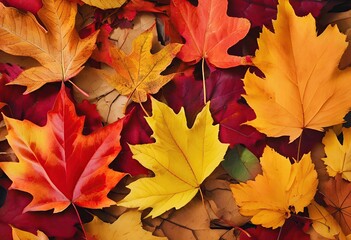 Fototapeta premium illustration, Orange forest, orange trees, orange leaves .., autumn, leaf, fall, leaves, nature, yellow, maple, season, tree, red, orange, color, foliage, forest, colorful, texture, fallen, seasonal,