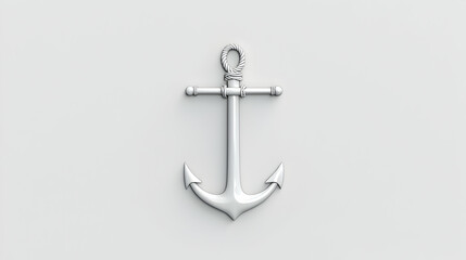 White Anchor on White Background Minimalist 3D Render