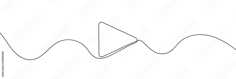 Poster play icon in continuous line drawing style. line art of play button. vector illustration. abstract b