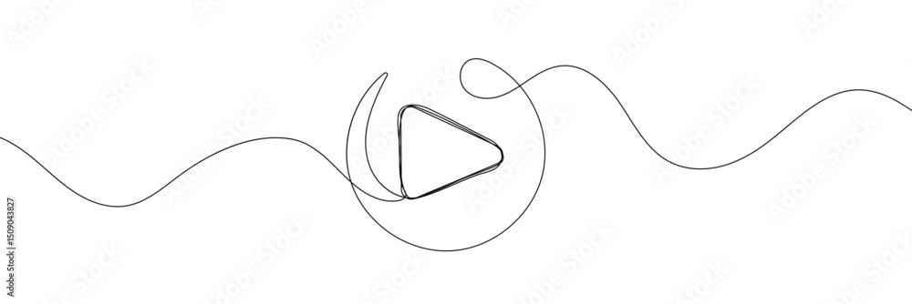Aufkleber play icon in continuous line drawing style. line art of play button. vector illustration. abstract b