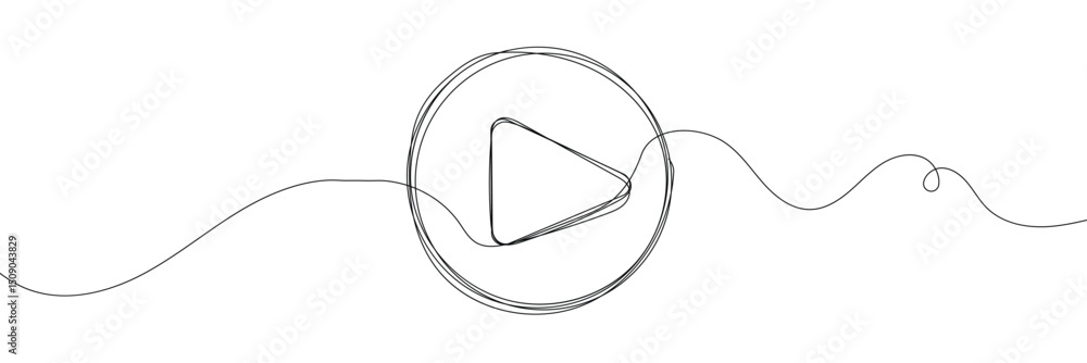 Aufkleber play icon in continuous line drawing style. line art of play button. vector illustration. abstract b