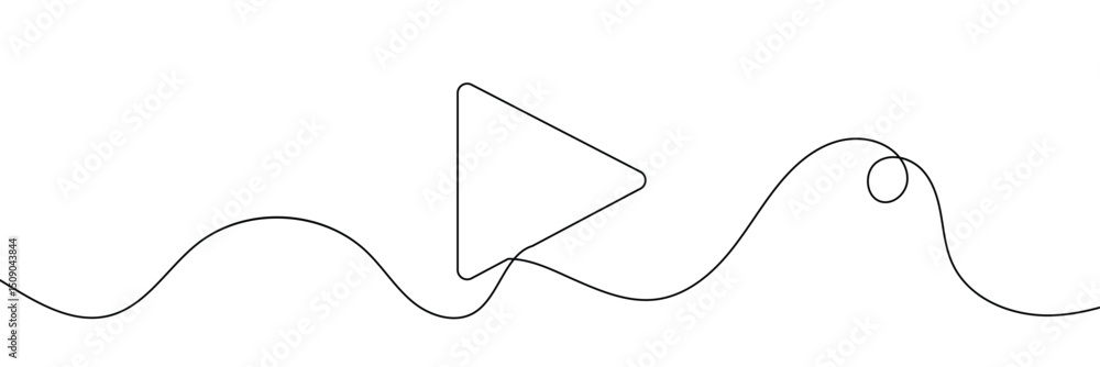Aufkleber play icon in continuous line drawing style. line art of play button. vector illustration. abstract b