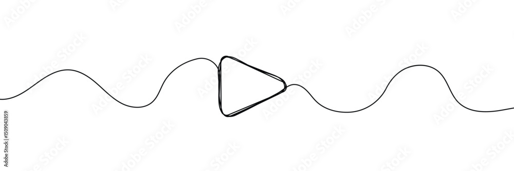 Aufkleber play icon in continuous line drawing style. line art of play button. vector illustration. abstract b