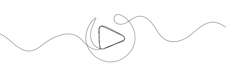 Play icon in continuous line drawing style. Line art of play button. Vector illustration. Abstract background .