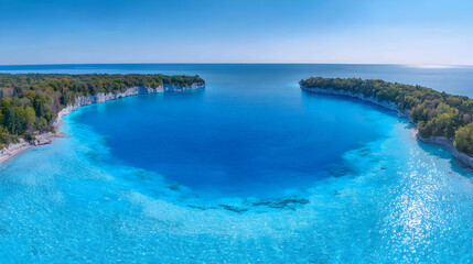 Aerial View of a Turquoise Lagoon on a Sunny Day