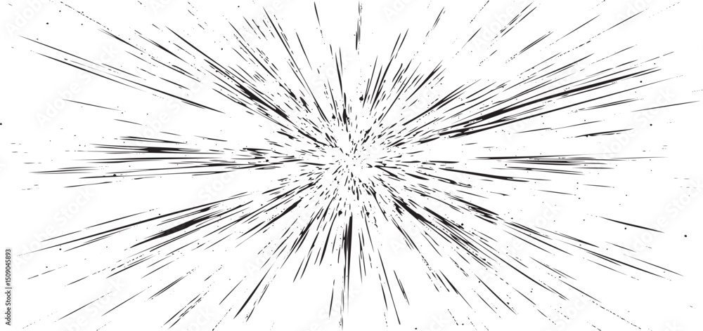 Poster circular starburst explosion texture. distressed uneven grunge background. abstract vector illustrat