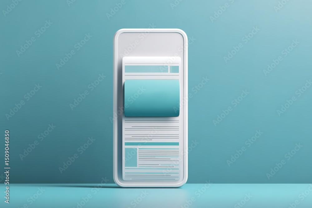 Poster modern website interface design displayed on a sleek touchscreen device with a fresh color scheme
