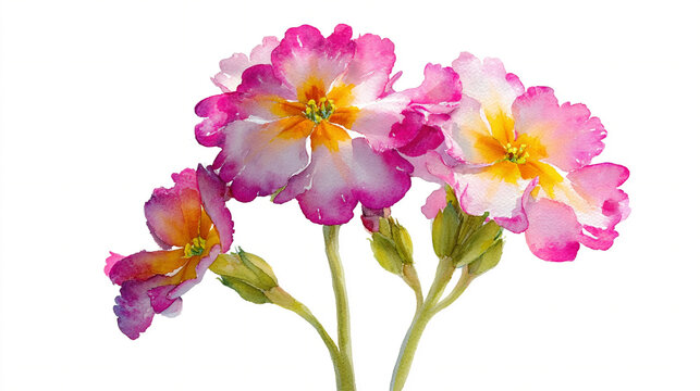 A lone watercolor candelabra primula