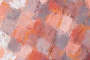秋冬用油絵抽象アート。斜めに配置された茶色・オレンジの四角を使った背景。ラフな筆跡