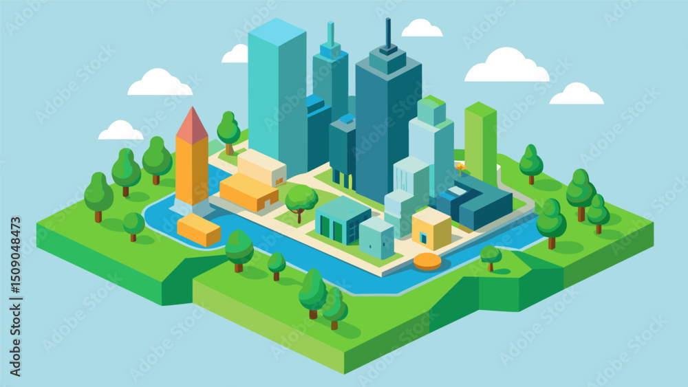 Aufkleber a 3d visualization of a cityscape created using a data model allows urban planners to identify poten