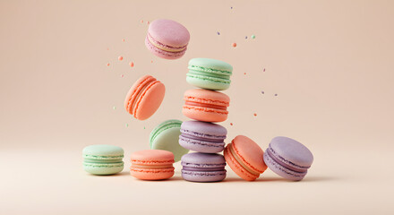 Obraz premium Delicious Pastel Macarons A Delightful Culinary Image