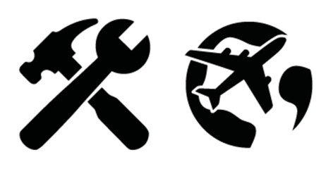 Creative Vector Drawing of Tools and Airplane for Travel and Repairs