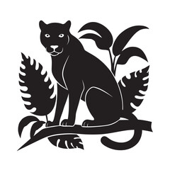 Jungle Leopard On Branch Silhouette