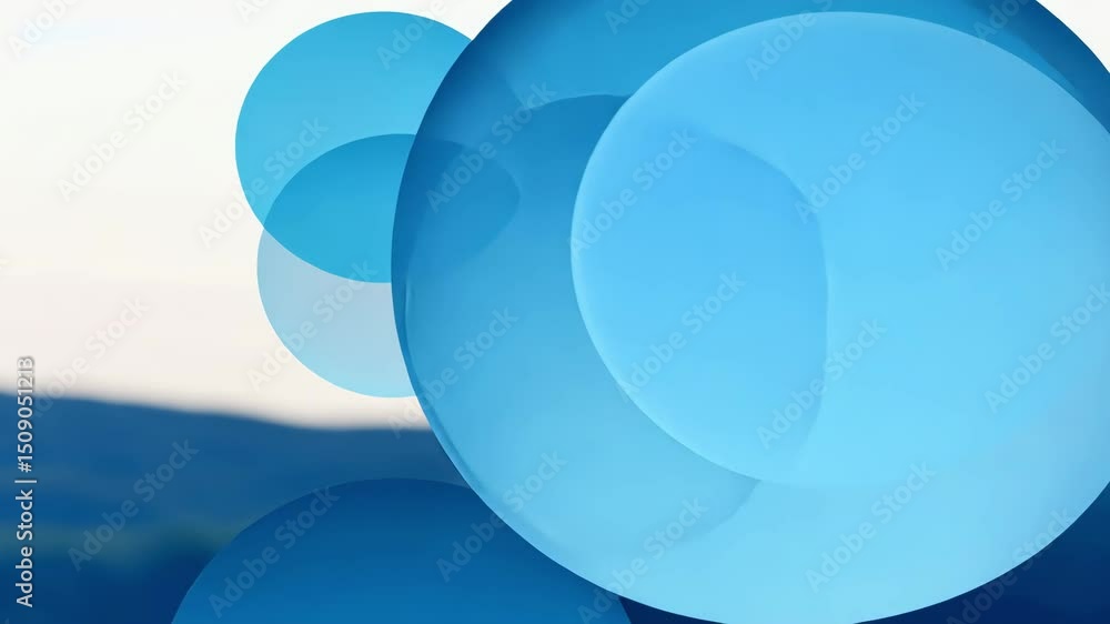 Poster soft blue circular patterns with smooth gradients on a light sky background