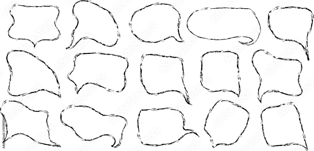 Poster liquid abstract speech bubbles. hand drawn organic abstract frames. empty text shapes.