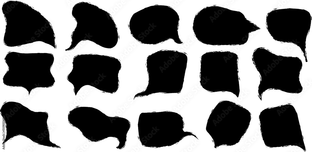 Poster liquid abstract speech bubbles. hand drawn organic abstract frames. empty text shapes.