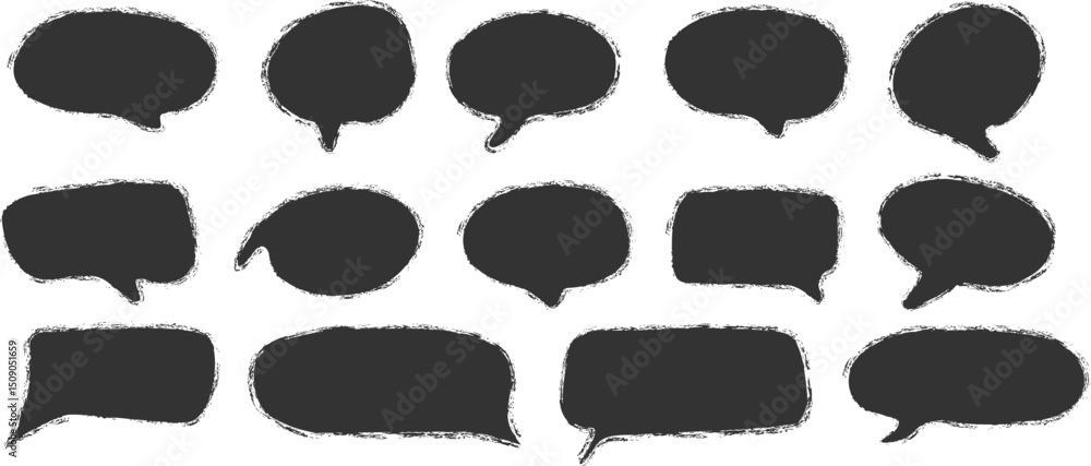 Poster liquid abstract speech bubbles. hand drawn organic abstract frames. empty text shapes.