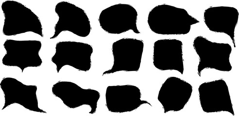 Liquid abstract speech bubbles. Hand drawn organic abstract frames. Empty text shapes.
