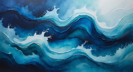 Obraz premium Abstract watercolor painting in varying shades of blue