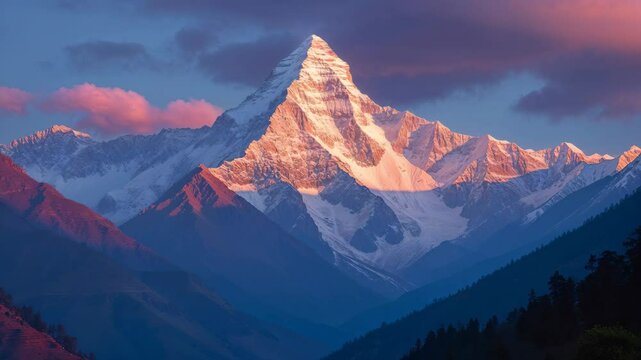Evening Landscape of the Himalayan Mountains in Shimla, Himachal Pradesh, India