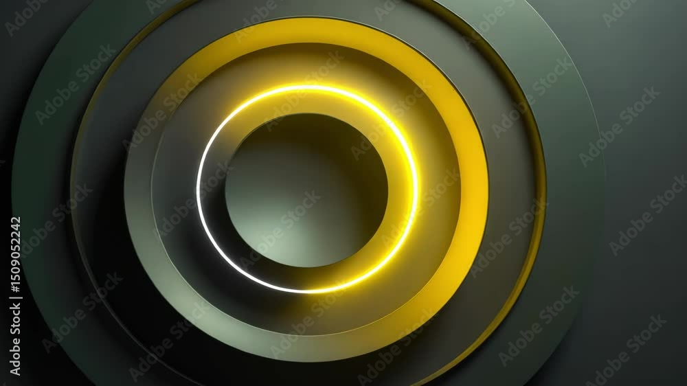 Poster circular design with layers of shadows and lighting effects in modern abstract art style