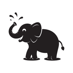 Obraz premium Elephant Splashing Water Silhouette