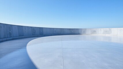  Snowy Landscape with Clear Sky and Curved Wall