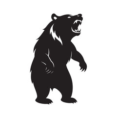 Grizzly Bear Roaring Silhouette