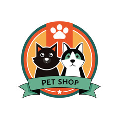 Pet Shop Logo Vector – Animal Care Symbol on White Background,