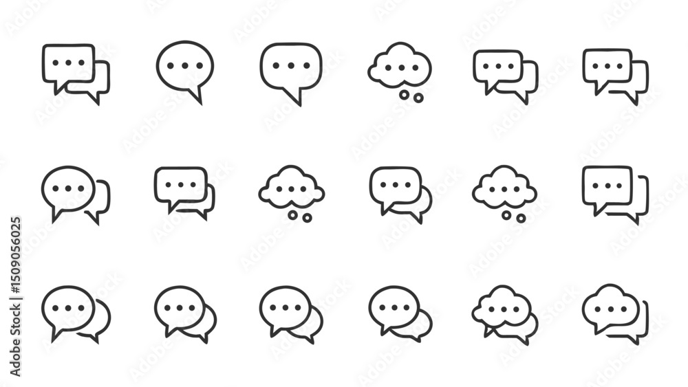 Poster chat bubble vector icons communication message speech balloon talk dialogue conversation outline ill